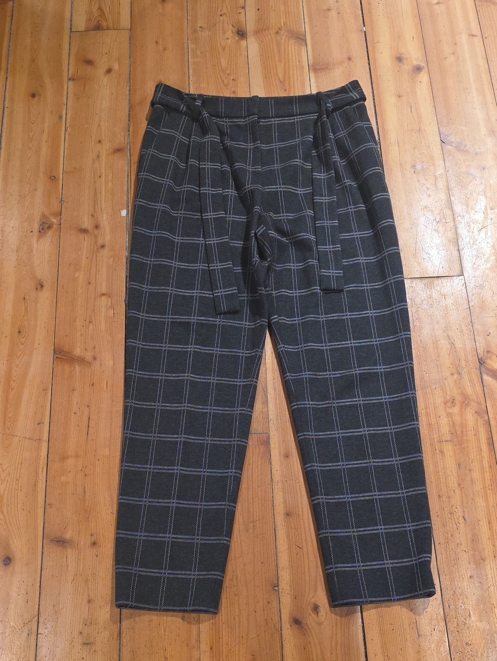Calvin Klein Charcoal Gray Windowpane Drawstring Chinos